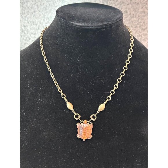 Vintage Jan Michaels San Francisco Handcrafted Carved Wood Turtle Necklace 20” - Picture 2 of 6